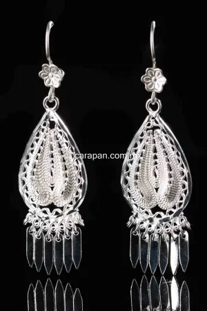 Teardrop Earrings Mexican Sterling Silver Filigree From Taxco .925