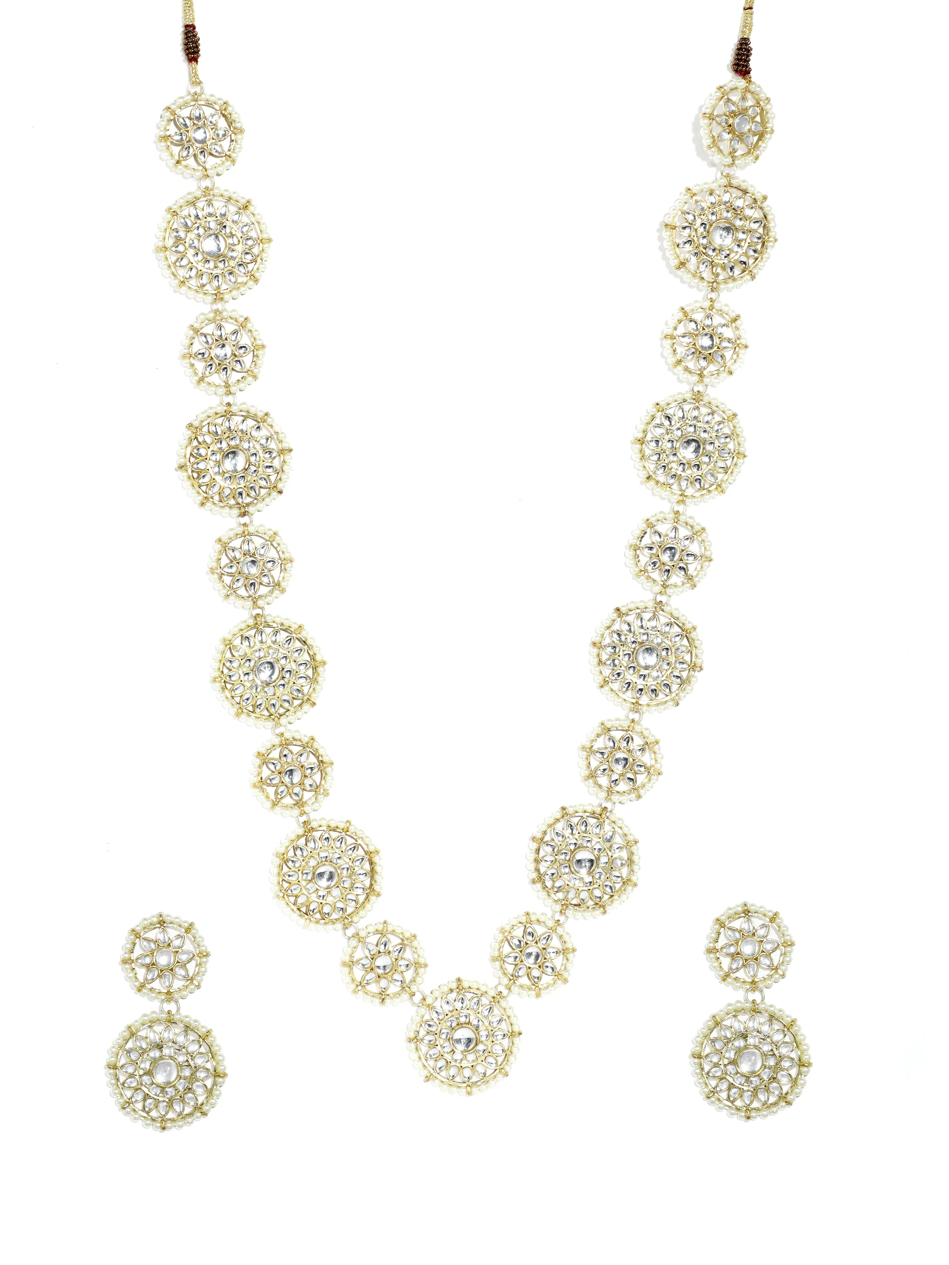 Traditional Gold-Plated Kundan Rani Haar Necklace Set