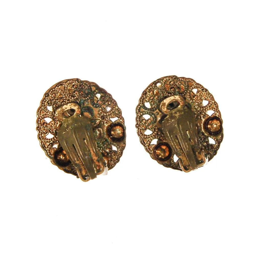 Turquoise, Pearl and Gold Filigree Earrings