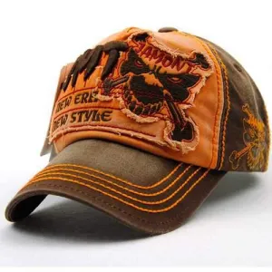 Unisex Cotton Washed Skeleton Embroidery Baseball Cap