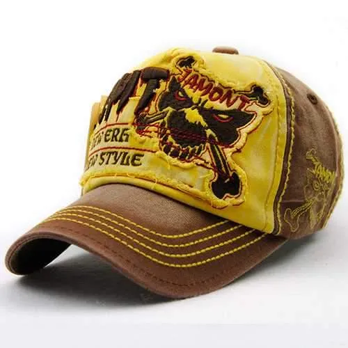 Unisex Cotton Washed Skeleton Embroidery Baseball Cap