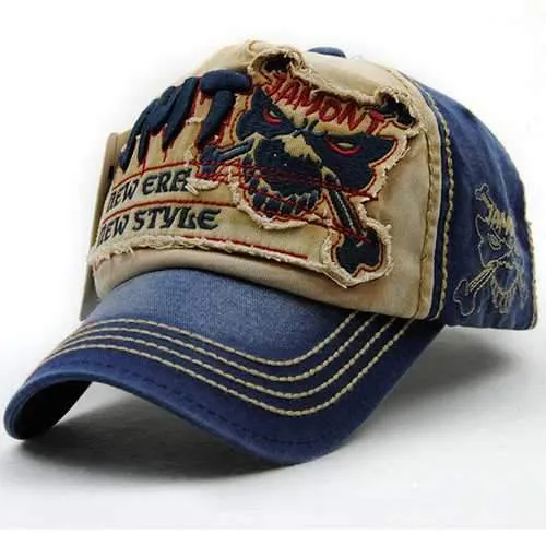 Unisex Cotton Washed Skeleton Embroidery Baseball Cap