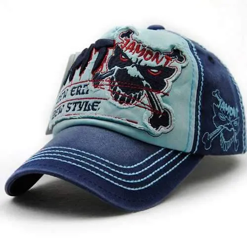 Unisex Cotton Washed Skeleton Embroidery Baseball Cap