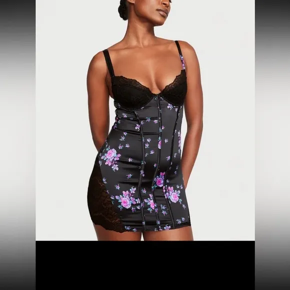 VICTORIA'S SECRET Stretch Satin Corset Mini Slip