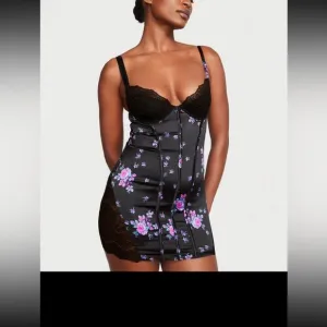 VICTORIA'S SECRET Stretch Satin Corset Mini Slip