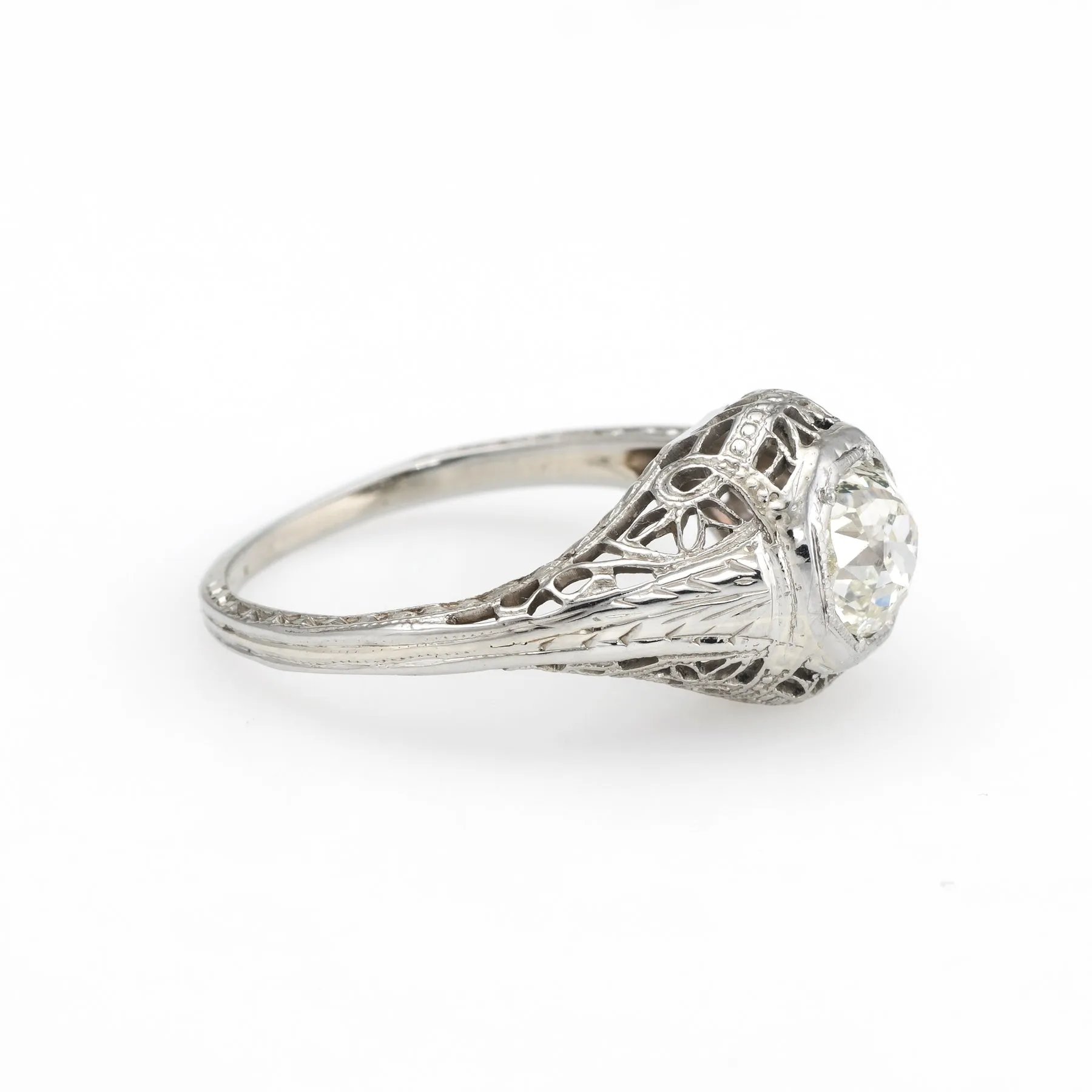 Vintage Art Deco Diamond Ring 0.60ctw Old Mine Filigree Engagement Jewelry