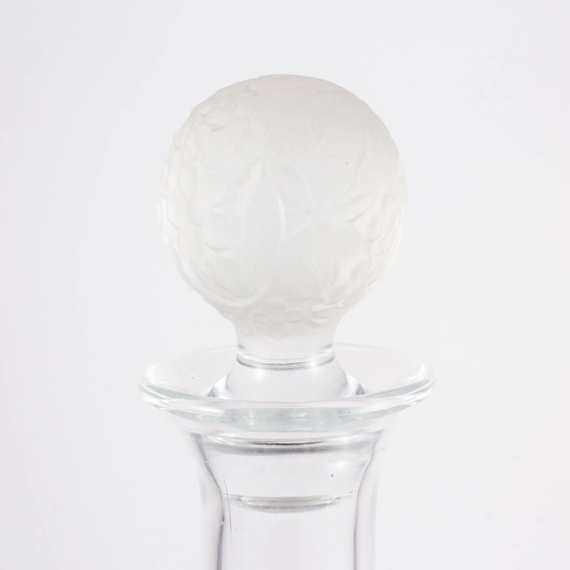 Vintage French Handblown Glass Decanter with Frosted Stopper