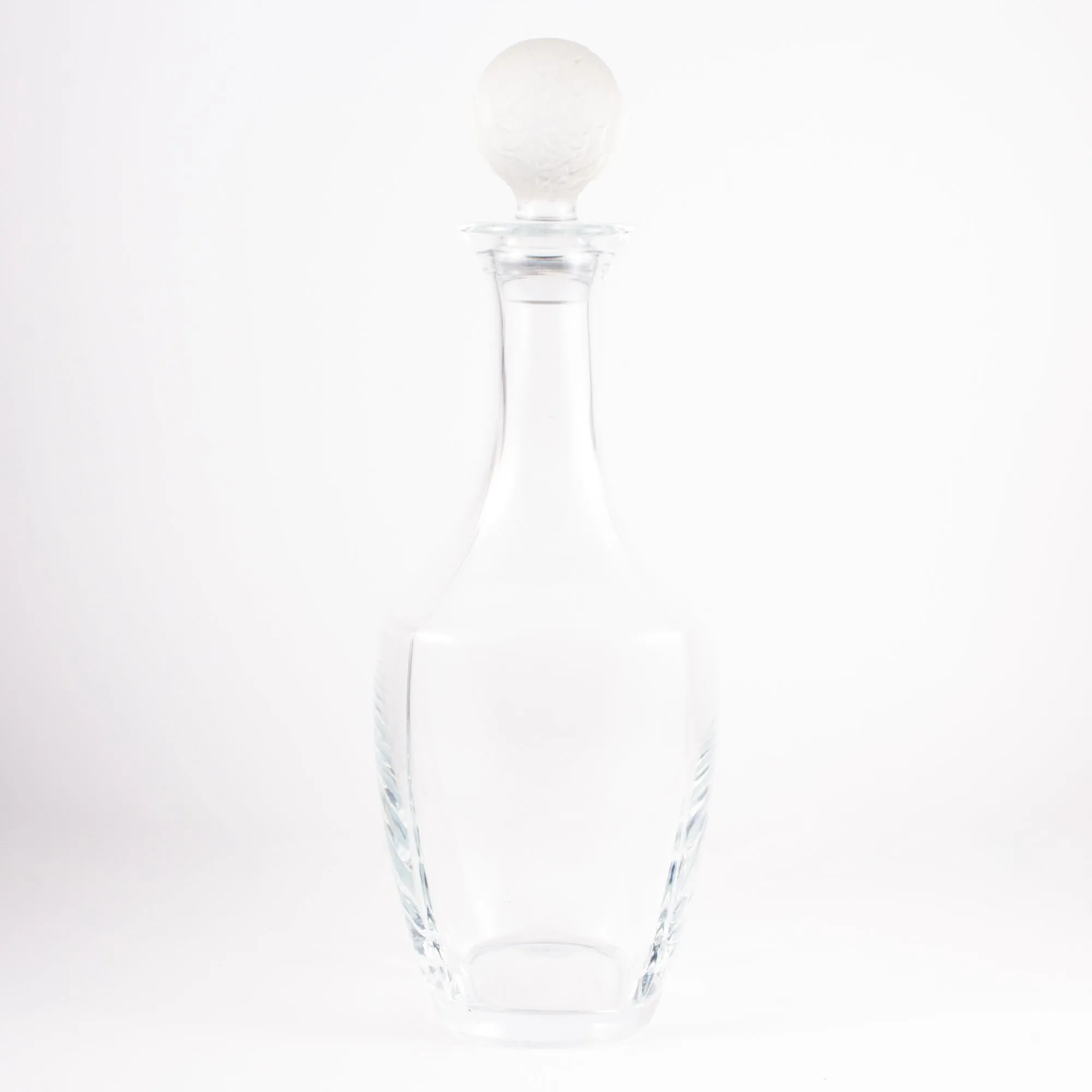 Vintage French Handblown Glass Decanter with Frosted Stopper