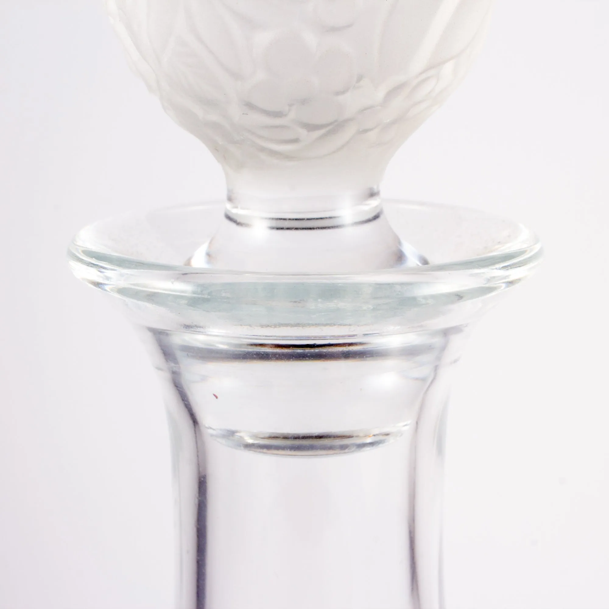 Vintage French Handblown Glass Decanter with Frosted Stopper