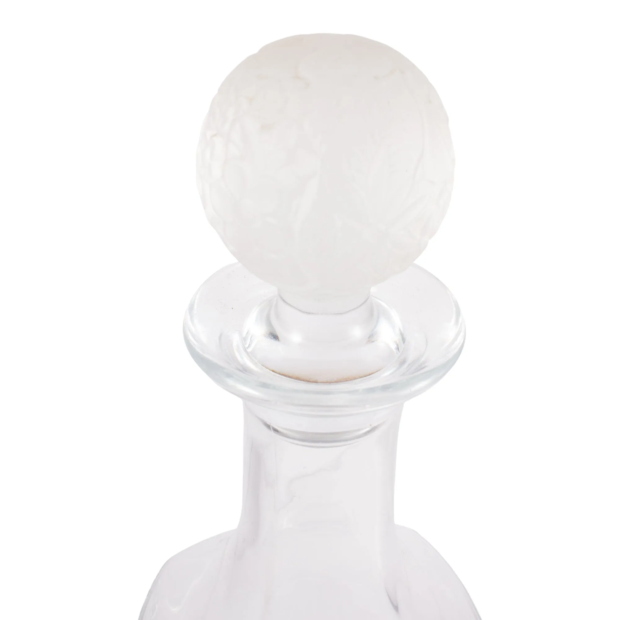 Vintage French Handblown Glass Decanter with Frosted Stopper