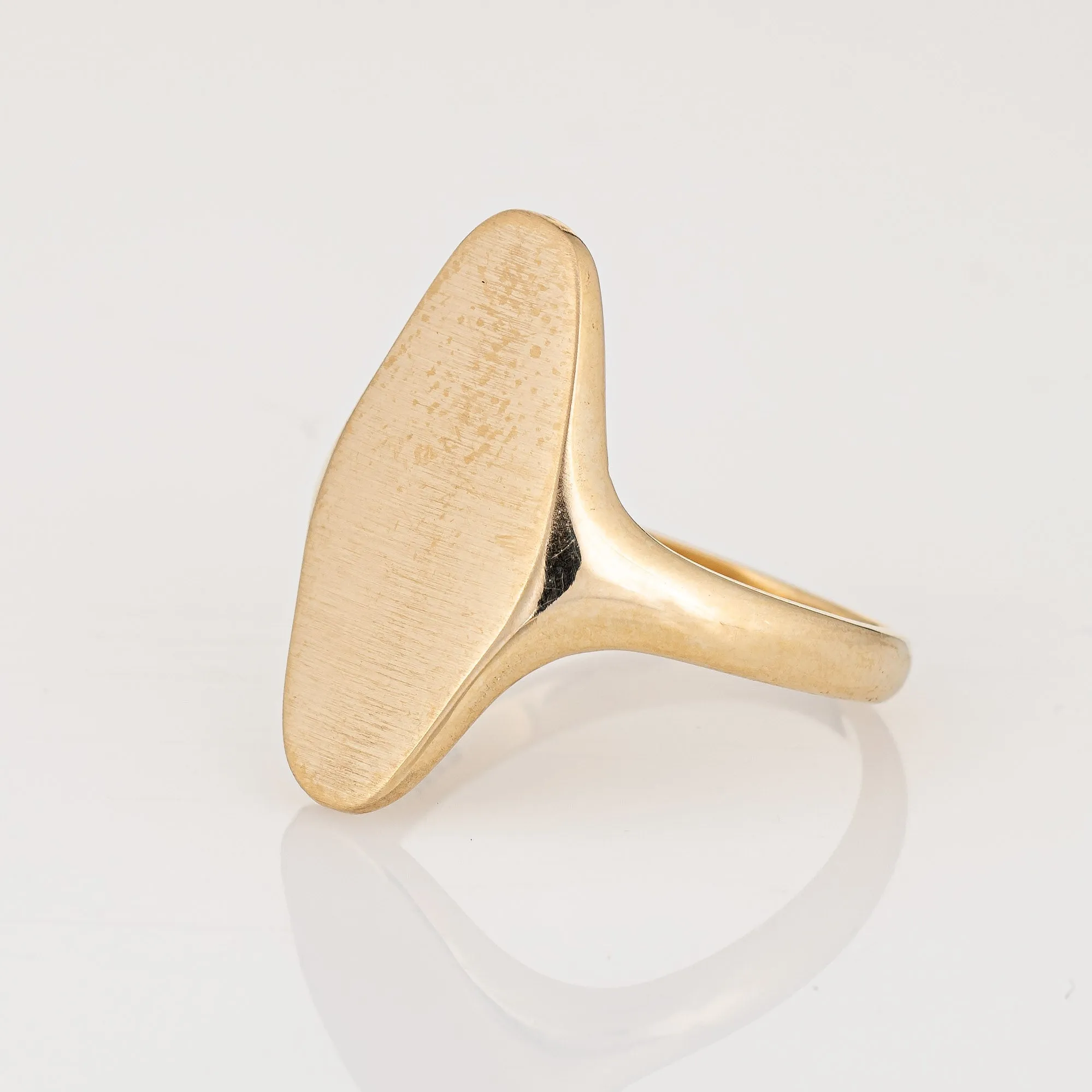Vintage Long Oval Signet Ring Sz 7 14k Yellow Gold Estate Fine Jewelry
