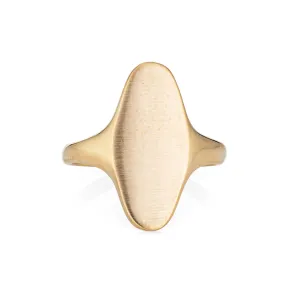 Vintage Long Oval Signet Ring Sz 7 14k Yellow Gold Estate Fine Jewelry