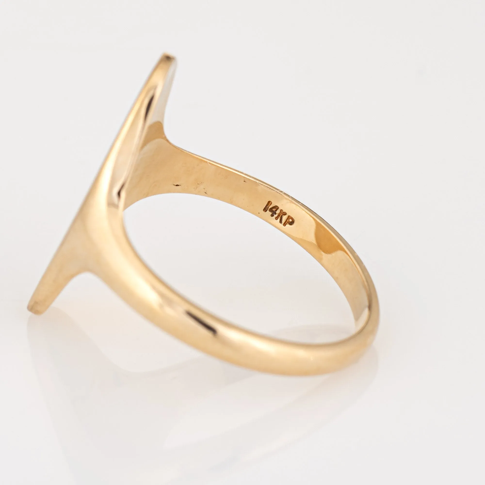 Vintage Long Oval Signet Ring Sz 7 14k Yellow Gold Estate Fine Jewelry