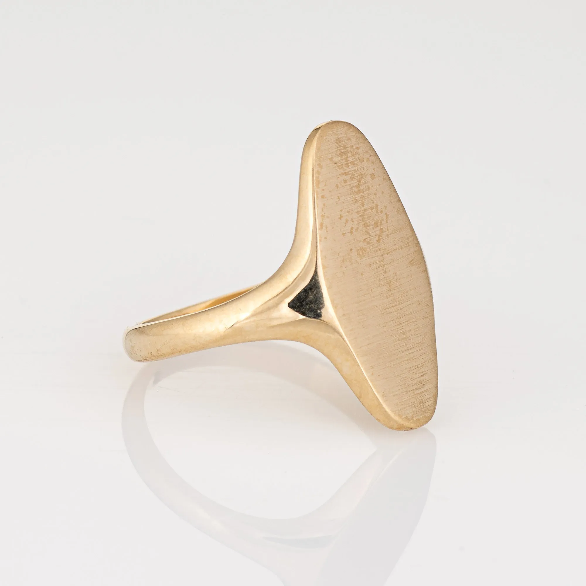 Vintage Long Oval Signet Ring Sz 7 14k Yellow Gold Estate Fine Jewelry