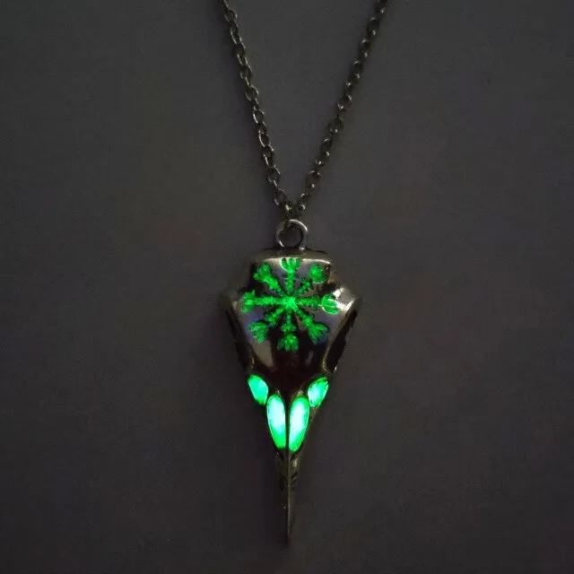Vintage Punk Luminous Totem Crow Skull Necklace