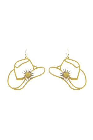 WESTERN COWBOY HAT FILIGREE DROP EARRINGS