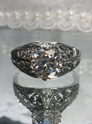 White CZ Ring, Romantic Wedding Corset Ring #D199