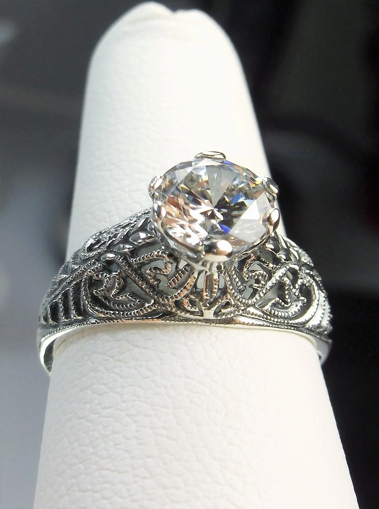 White CZ Ring, Romantic Wedding Corset Ring #D199