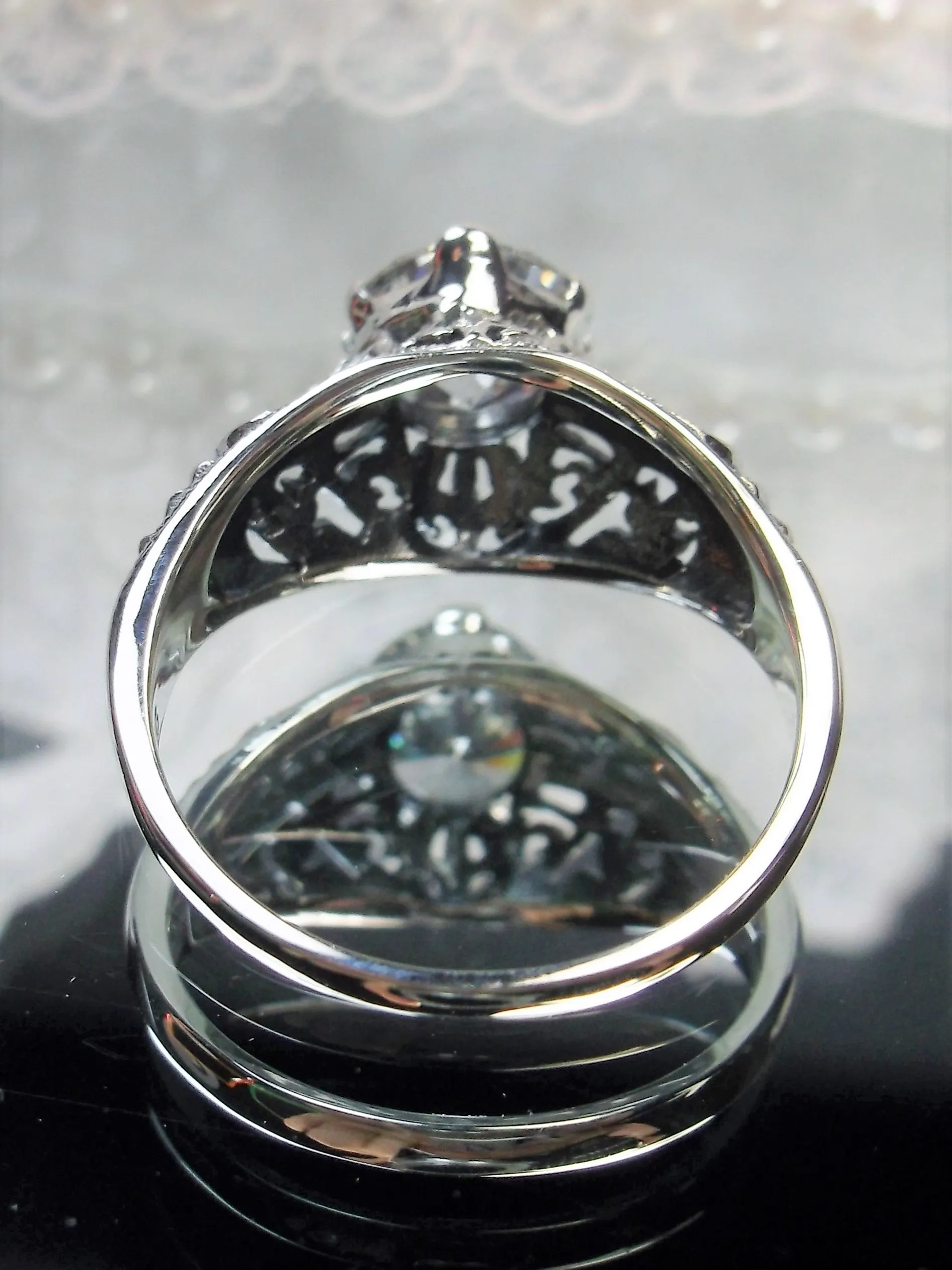 White CZ Ring, Romantic Wedding Corset Ring #D199