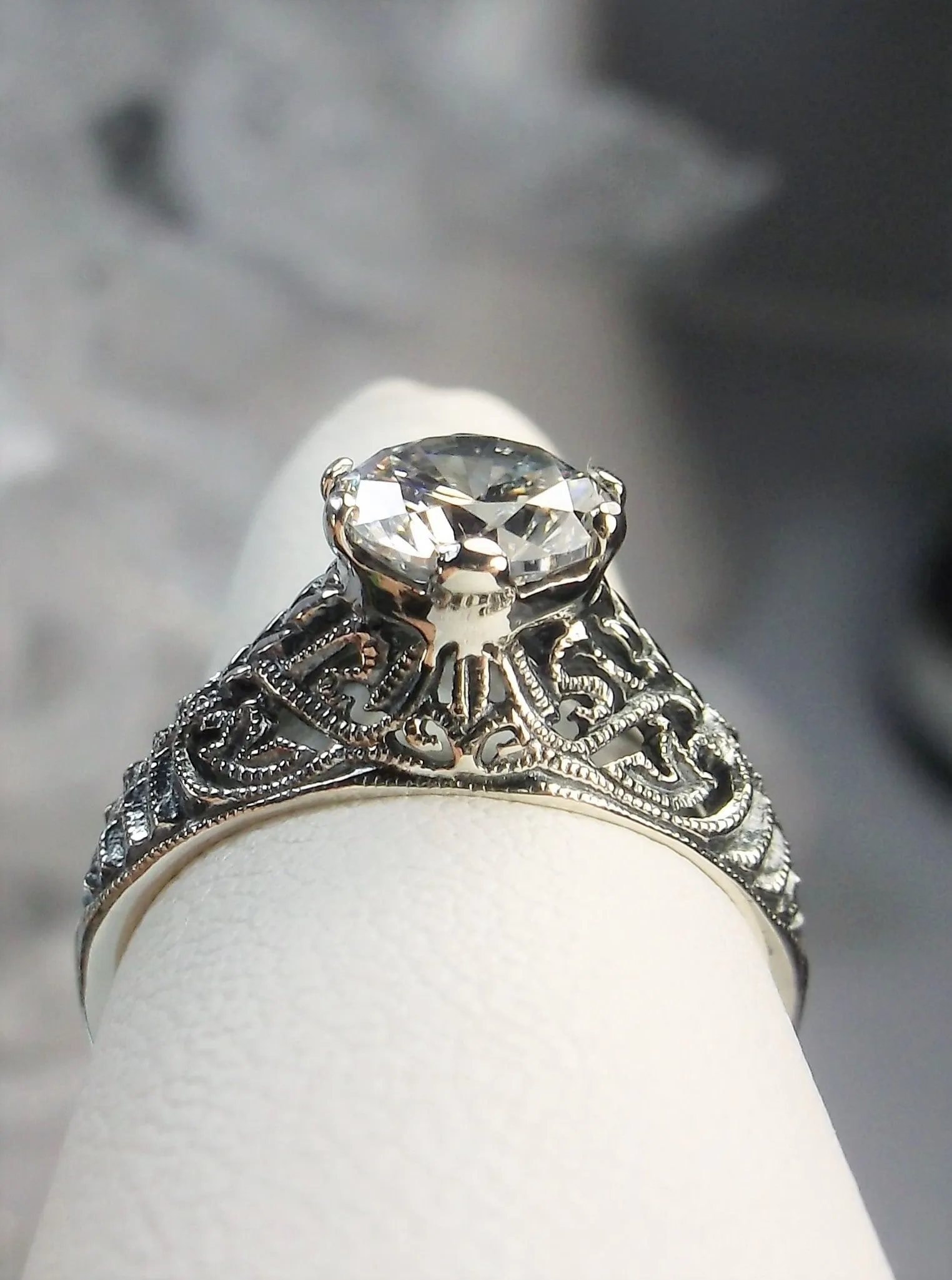 White CZ Ring, Romantic Wedding Corset Ring #D199