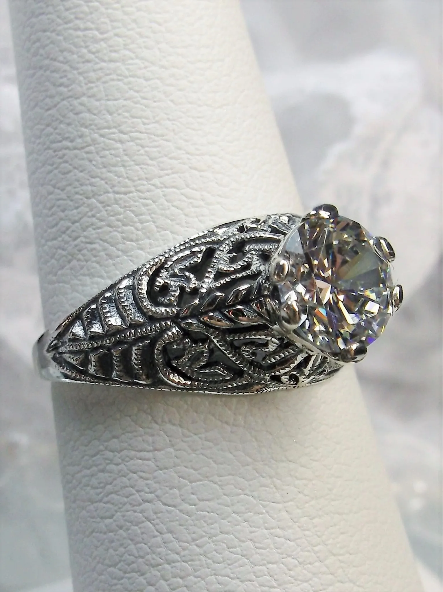 White CZ Ring, Romantic Wedding Corset Ring #D199