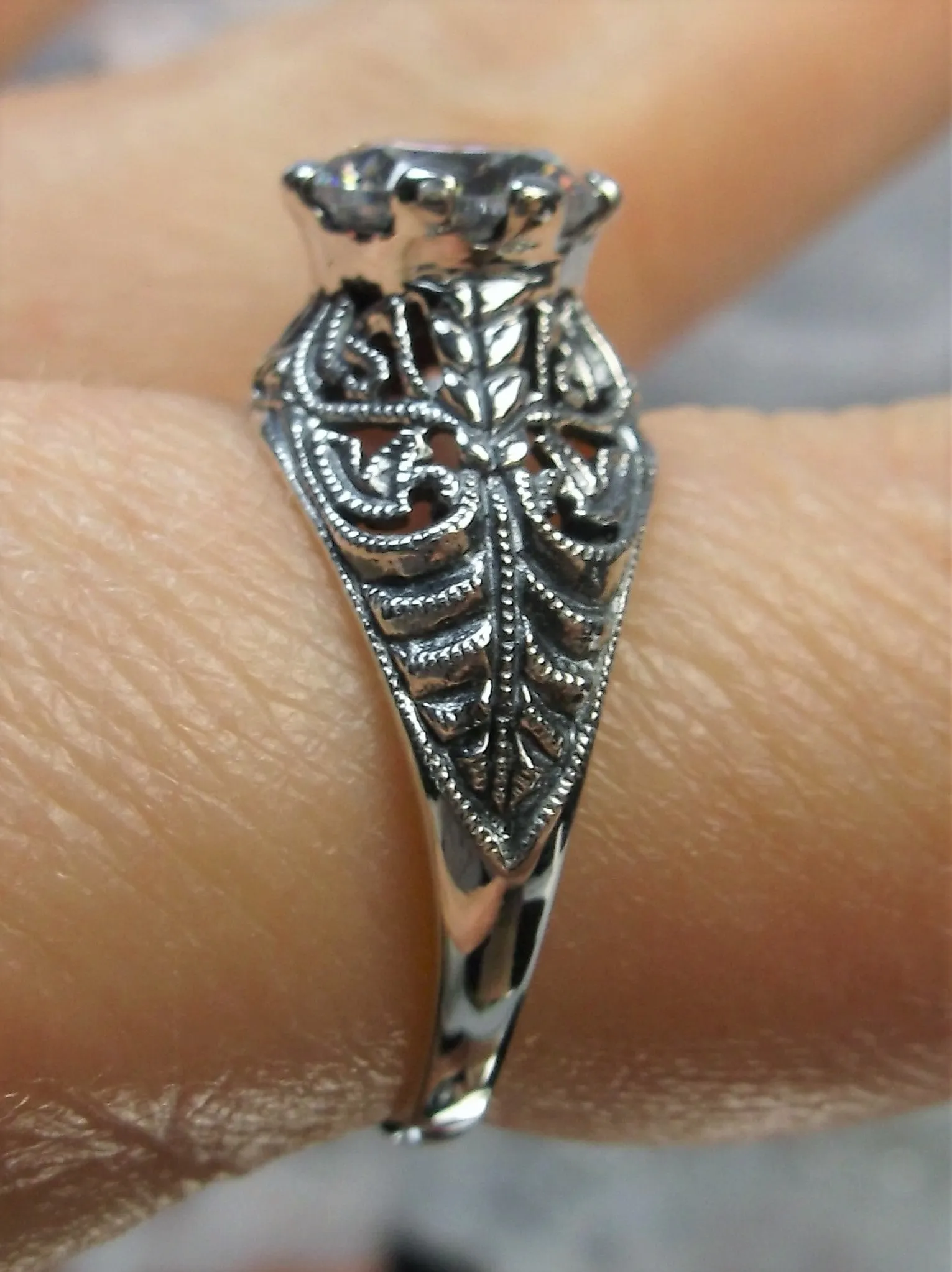 White CZ Ring, Romantic Wedding Corset Ring #D199
