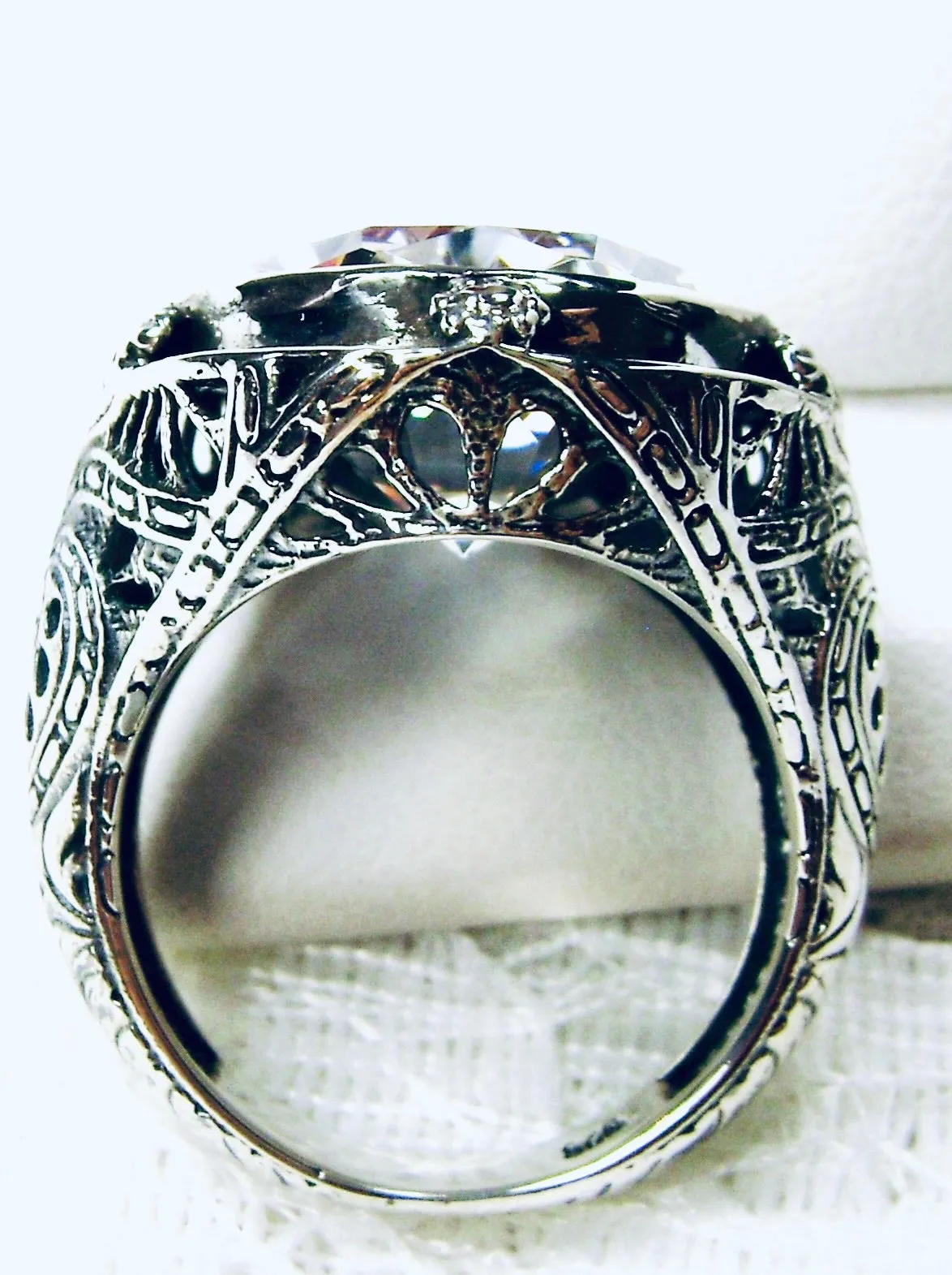 White CZ Ring, Size 7, Large Oval Ring, Victorian Jewelry Design#D2 - Ready to Ship