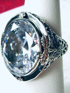 White CZ Ring, Size 7, Large Oval Ring, Victorian Jewelry Design#D2 - Ready to Ship