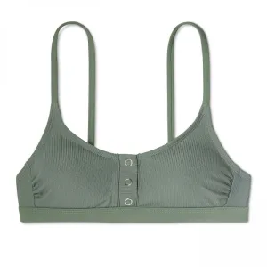 Xhilaration Women's Ribbed Snap Front Bralette Bikini Top