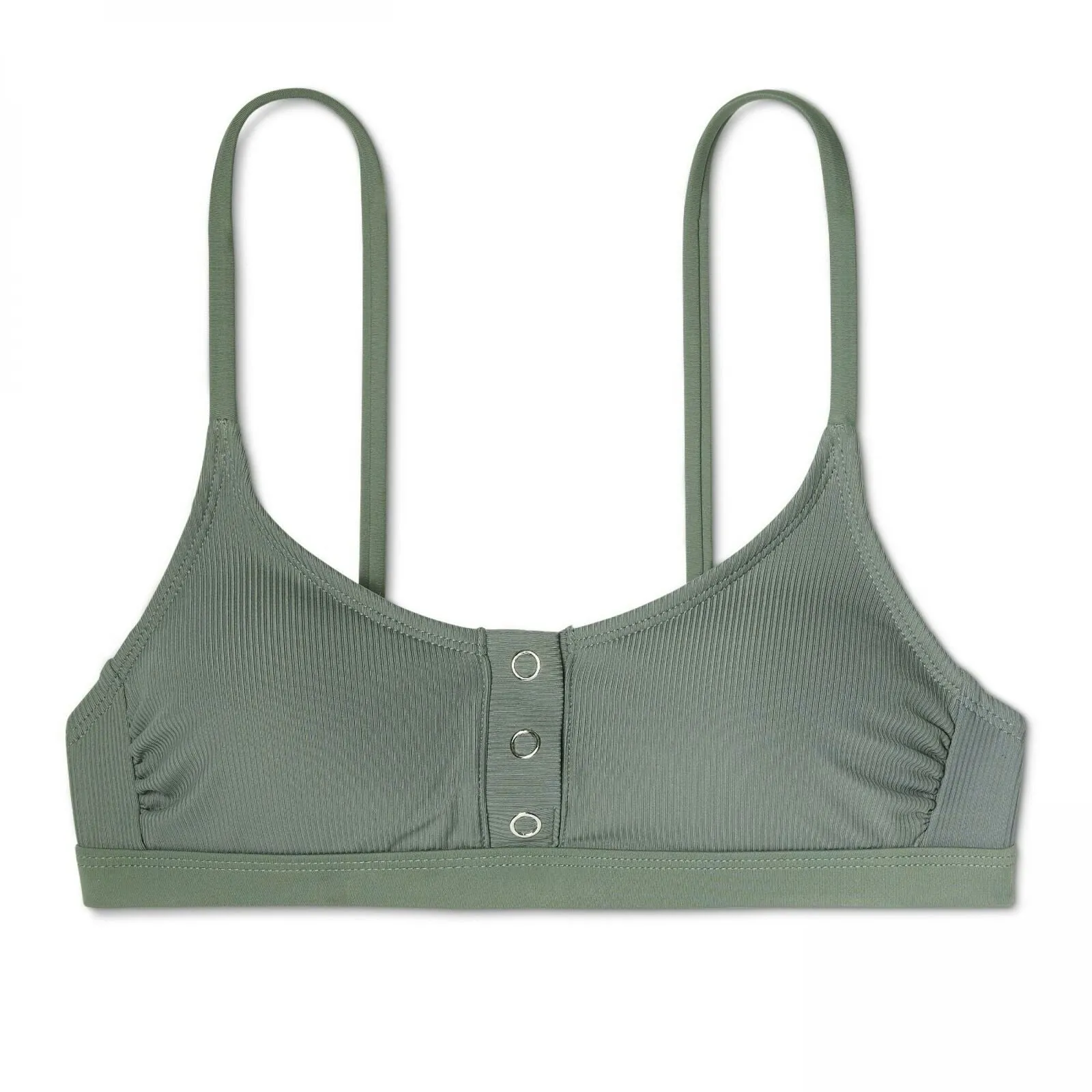 Xhilaration Women's Ribbed Snap Front Bralette Bikini Top